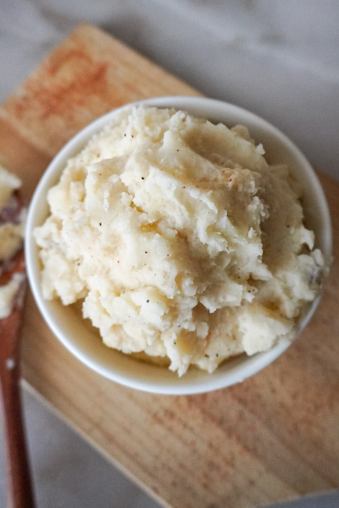 a bowl full of steakhouse mashed potatoes