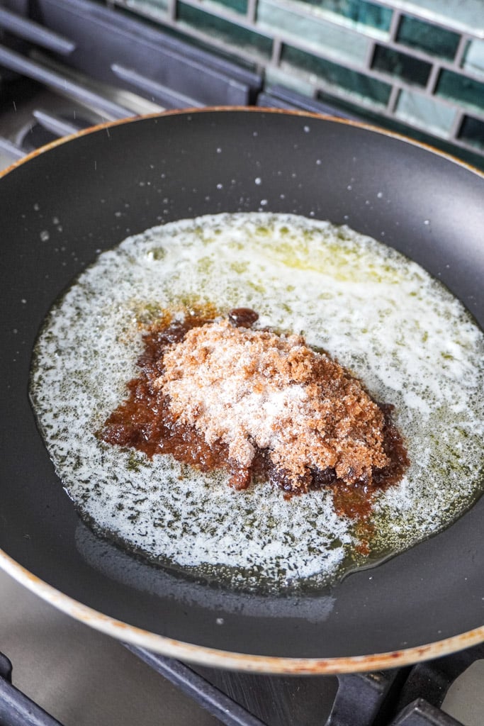 sugar in a skillet with butter