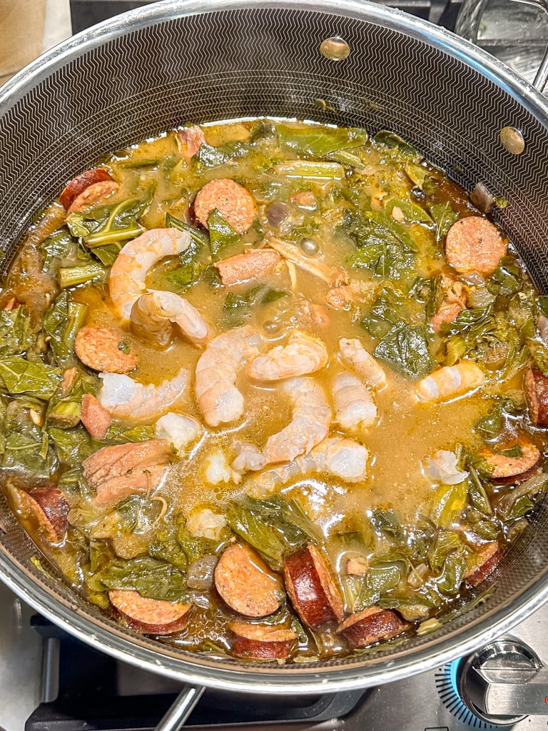 gumbo greens in a pot
