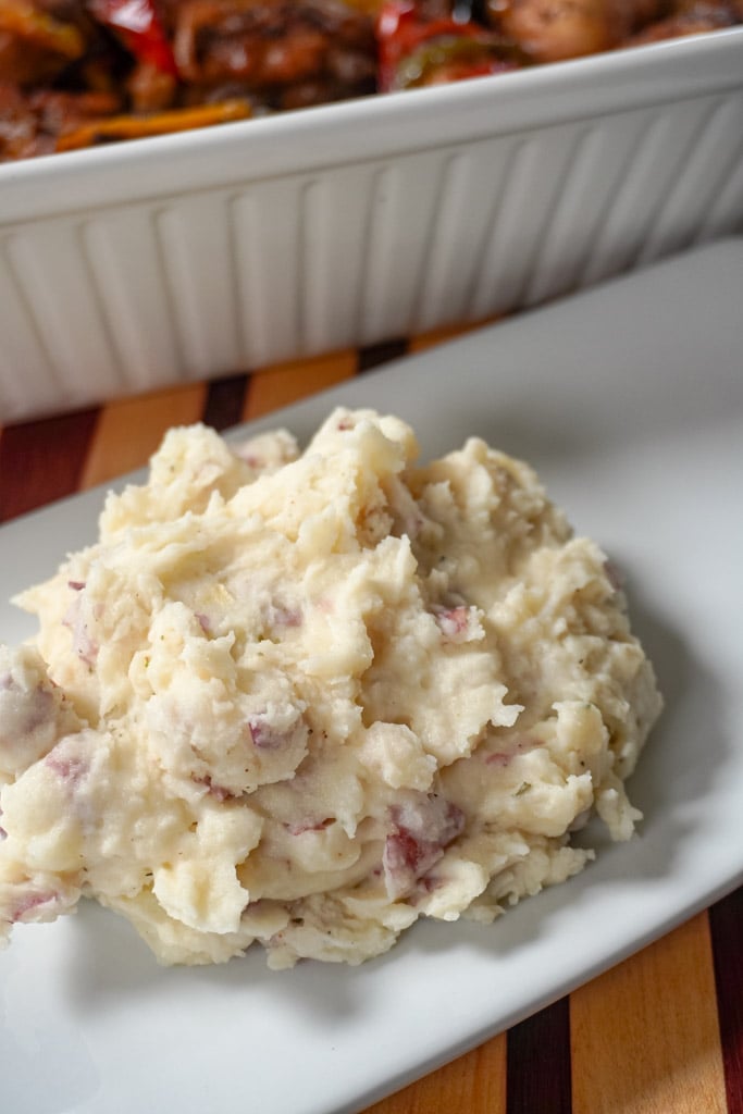 plated mashed red potatoes