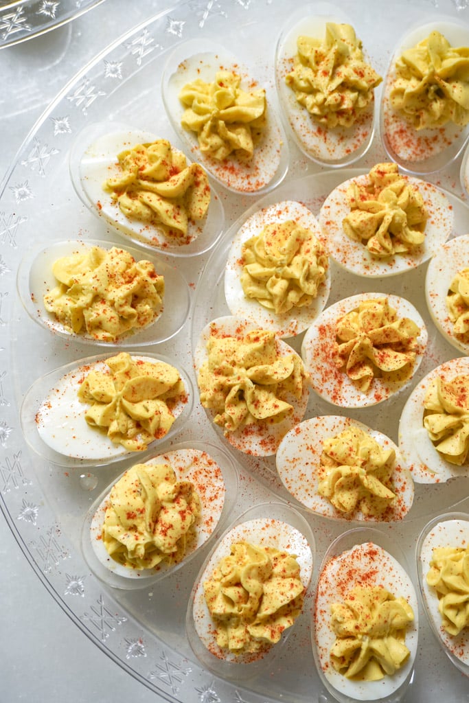 best deviled eggs recipe served on a platter