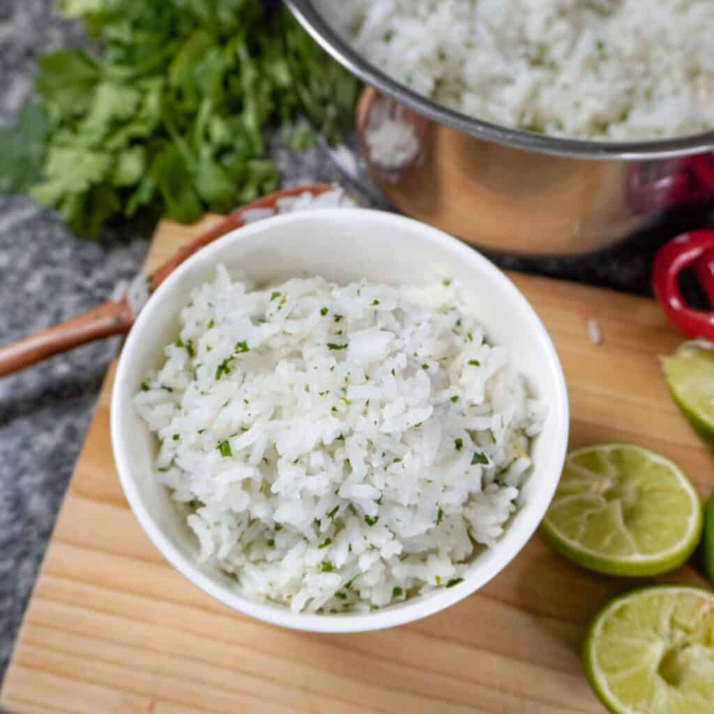 a bowl of Chipotle cilantro lime rice