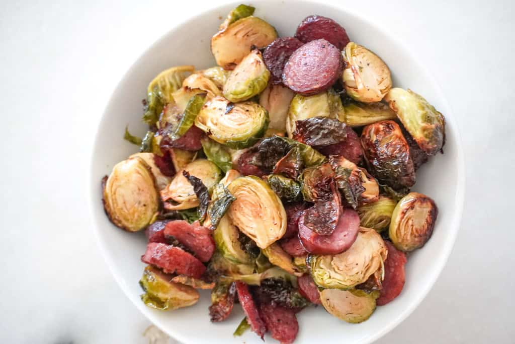 Air Fryer Brussel Sprouts with Smoked Sausage - Delicious Side Dishes