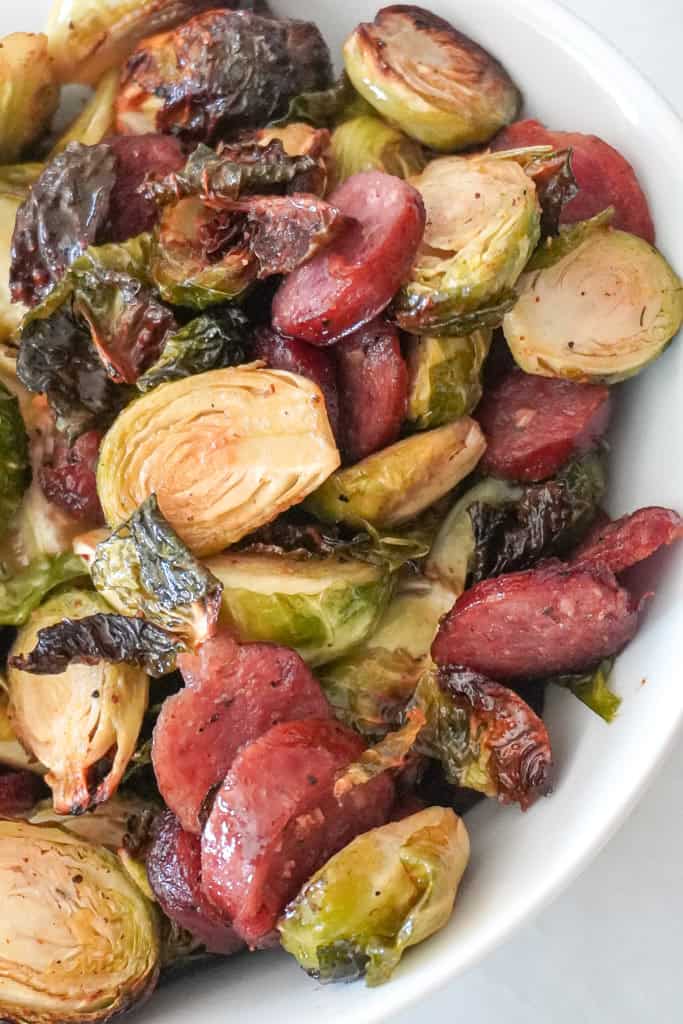 Air Fryer Brussel Sprouts with Smoked Sausage - Delicious Side Dishes