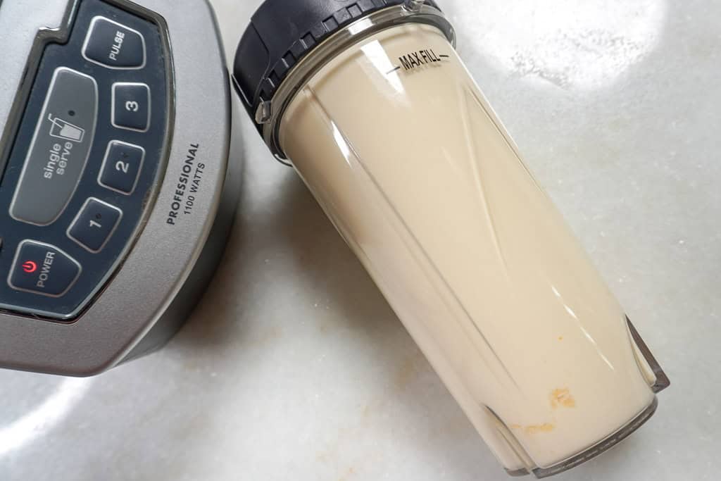 pudding and protein shake in a blender