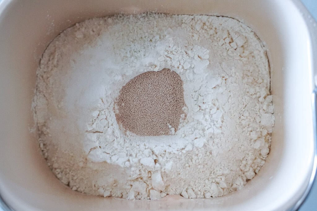 jalapeno cheddar bread dough in a bread maker