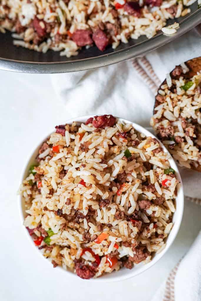 dirty rice in a bowl
