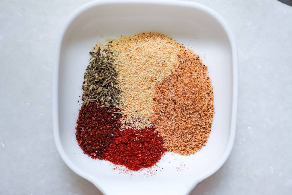 seasonings in a bowl for dirty rice recipe