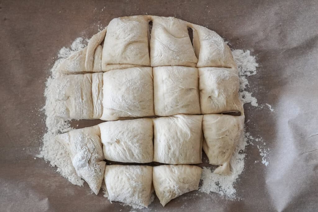 dough separated into pieces