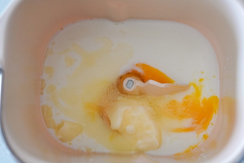 milk and butter in bread machine
