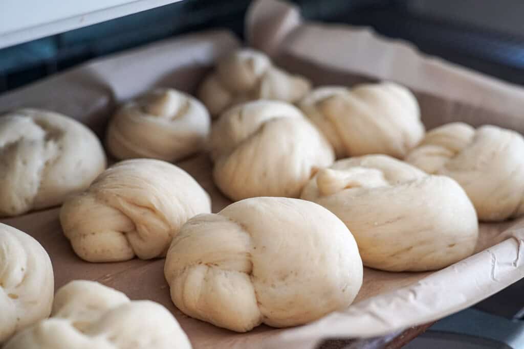 proofed dough to make garlic bread